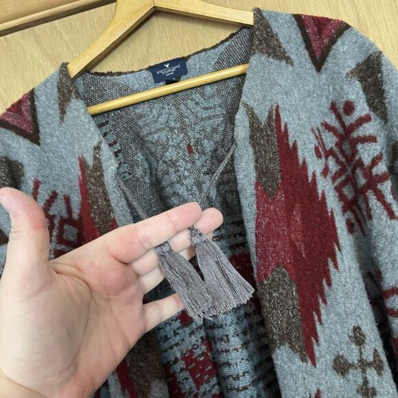 American Eagle Knit Poncho Sweater Kimono One Size Holiday Christmas - Picture 3 of 9